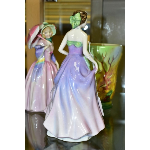 372 - THREE ROYAL DOULTON FIGURES AND A VASE, comprising 'Figure of the Year 1997 Jessica' HN3850, 'Miss D... 