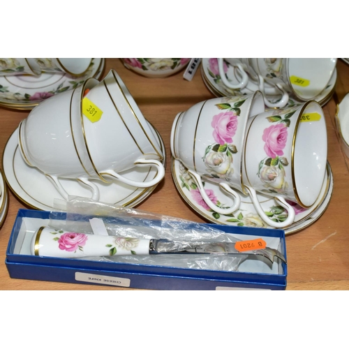 381 - A ROYAL WORCESTER 'ROYAL GARDEN PATTERN ELGAR TEA SET FOR SIX SETTINGS, comprising tea pot and cover... 