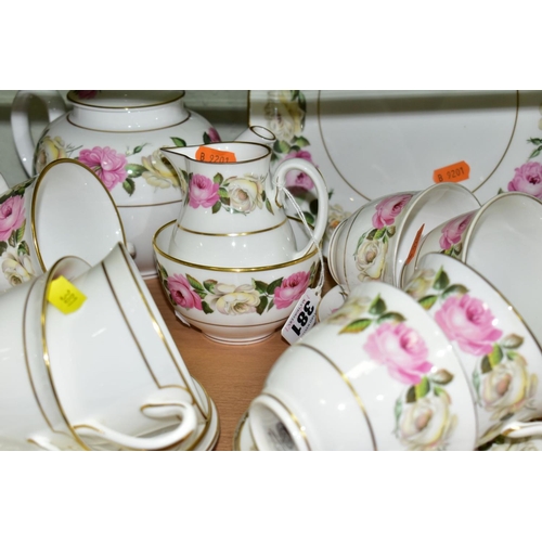 381 - A ROYAL WORCESTER 'ROYAL GARDEN PATTERN ELGAR TEA SET FOR SIX SETTINGS, comprising tea pot and cover... 