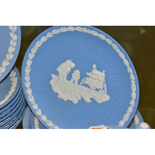 387 - A COLLECTION OF WEDGWOOD PALE BLUE JASPERWARE, to include a set of ten Christmas plates 1976-1985, '... 