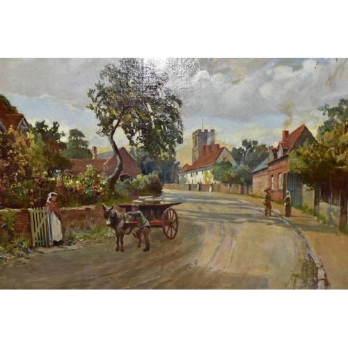 393 - GEORGE PHOENIX (1863-1935), a rural village scene with a female figure outside a cottage talking to ... 