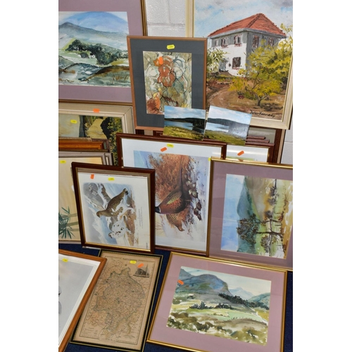 406 - PAINTINGS AND PRINTS etc, to include four watercolour landscapes by Jose McKinnon, four signed print... 