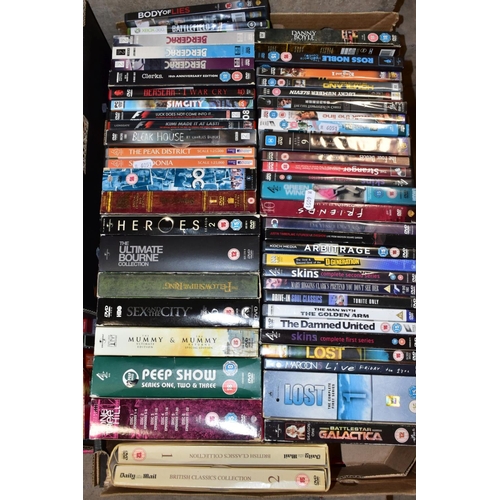 407 - FOUR BOXES OF DVD'S, CD'S AND LOOSE including two boxed sets of DVD's, a boxed CD collection 'Classi... 