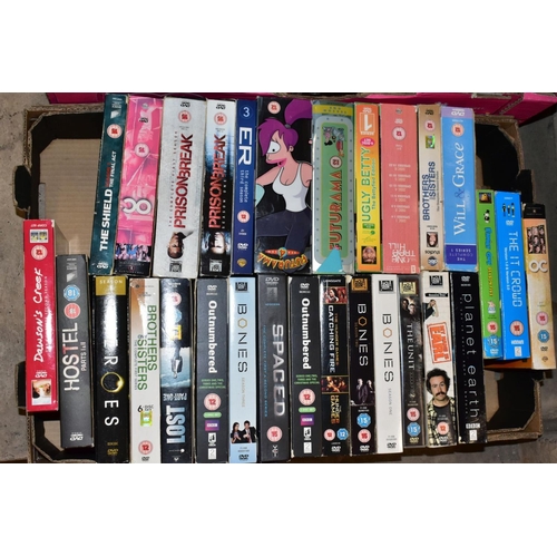 407 - FOUR BOXES OF DVD'S, CD'S AND LOOSE including two boxed sets of DVD's, a boxed CD collection 'Classi... 