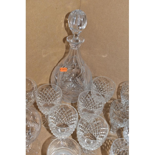 424 - A GROUP OF GLASSWARE, including a boxed set of six Crystallera F.lli Fumo wine glasses, one set bein... 