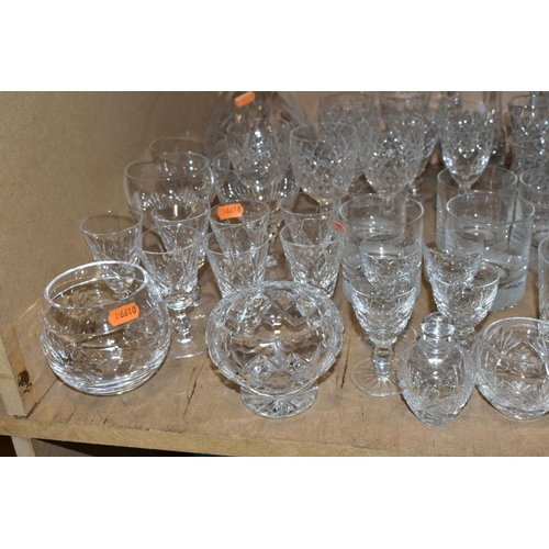 424 - A GROUP OF GLASSWARE, including a boxed set of six Crystallera F.lli Fumo wine glasses, one set bein... 