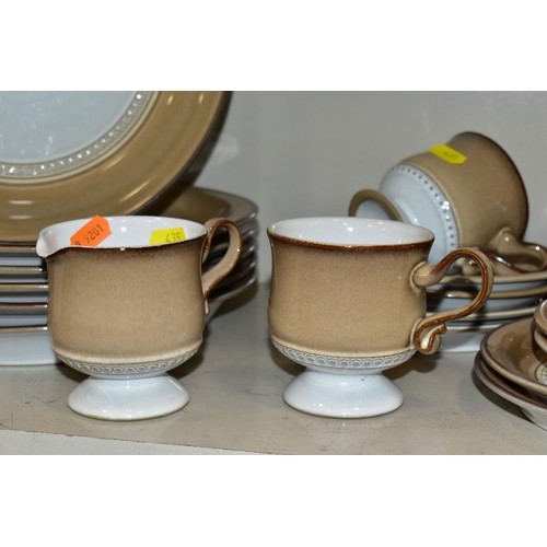 435 - DENBY SEVILLE PART DINNER AND TEA SERVICE, comprising six twin handled soup bowls and covers, five d... 