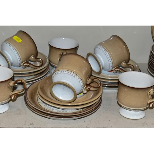 435 - DENBY SEVILLE PART DINNER AND TEA SERVICE, comprising six twin handled soup bowls and covers, five d... 