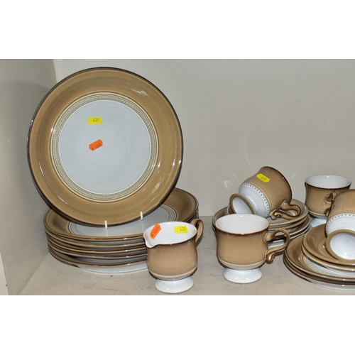 435 - DENBY SEVILLE PART DINNER AND TEA SERVICE, comprising six twin handled soup bowls and covers, five d... 