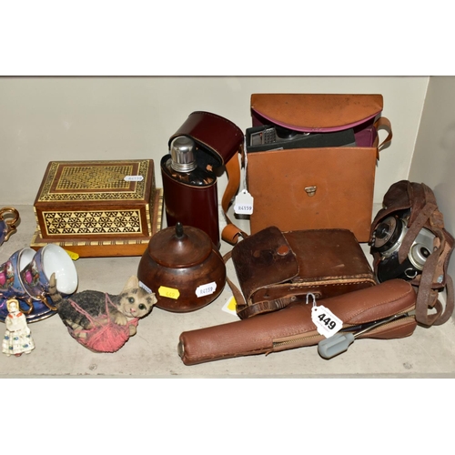 449 - VARIOUS SUNDRY ITEMS, CONTINENTAL LUSTRE COFFEE SET, ETC, to include  a Veleon tripod in carry case,... 