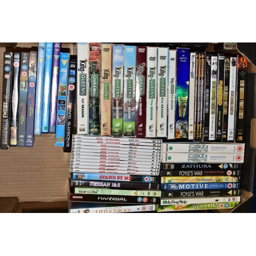 451 - THREE BOXES OF DVDS, to include C.S.I. Miami Seasons One, Dexter seasons 1-5, Lois & Clarke seasons ... 