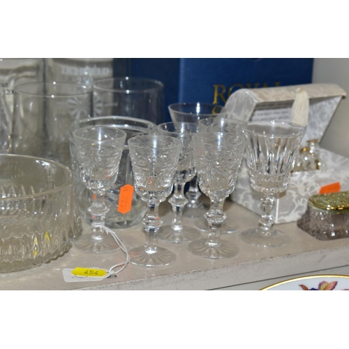 454 - A QUANTITY OF GLASSWARE, including drinking glasses, Tutbury 'Georgian' Crystal brandy glasses, Czec... 