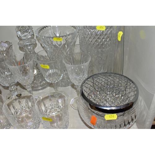 454 - A QUANTITY OF GLASSWARE, including drinking glasses, Tutbury 'Georgian' Crystal brandy glasses, Czec... 