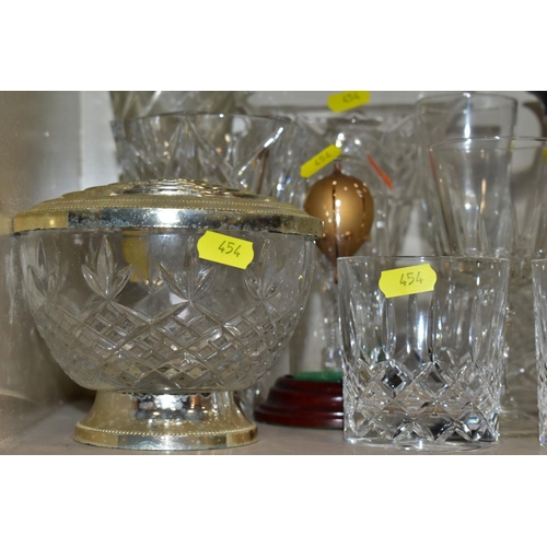 454 - A QUANTITY OF GLASSWARE, including drinking glasses, Tutbury 'Georgian' Crystal brandy glasses, Czec... 