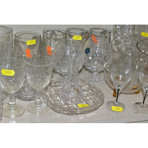 454 - A QUANTITY OF GLASSWARE, including drinking glasses, Tutbury 'Georgian' Crystal brandy glasses, Czec... 