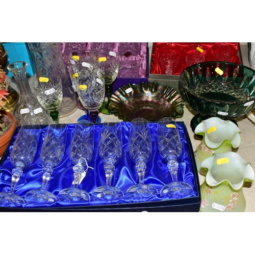 465 - A GROUP OF GLASSWARE, to include boxed Bohemia Crystal flutes (x6), boxed Bohemia Crystal wines (x6)... 