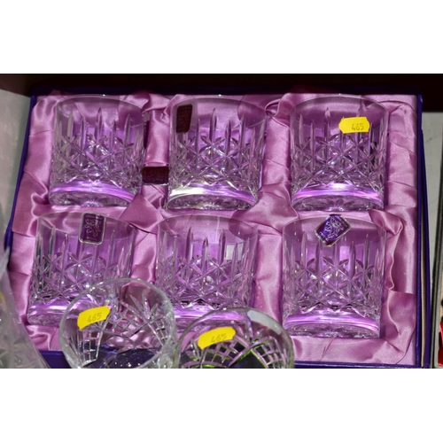 465 - A GROUP OF GLASSWARE, to include boxed Bohemia Crystal flutes (x6), boxed Bohemia Crystal wines (x6)... 