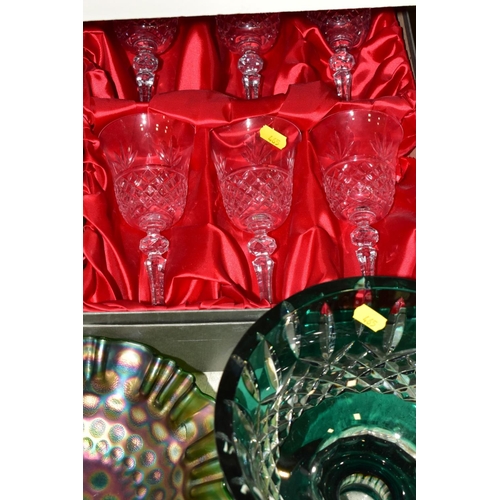 465 - A GROUP OF GLASSWARE, to include boxed Bohemia Crystal flutes (x6), boxed Bohemia Crystal wines (x6)... 