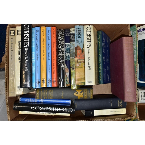 483 - FOUR BOXES OF AUCTION REVIEW BOOKS to include Christies, The Connoiseur Year Book, Sotherbys Art at ... 