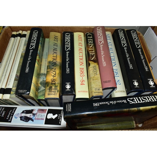 483 - FOUR BOXES OF AUCTION REVIEW BOOKS to include Christies, The Connoiseur Year Book, Sotherbys Art at ... 