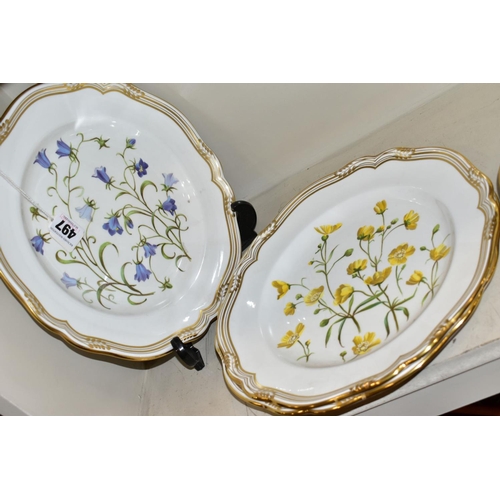 497 - A SET OF SIX SPODE 'WILDFLOWER SERIES' PLATES, 'Harebell' No.1, 'Buttercup' No.2, 'Meadow Cranesbill... 