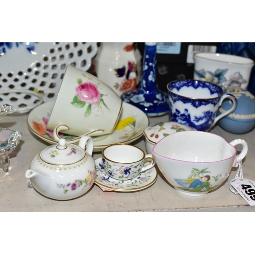 499 - A GROUP OF ORNAMENTS, GIFT WARE, ETC, to include small Royal Worcester 'Enchantment' jug, height 4cm... 