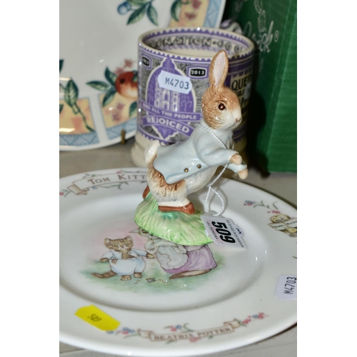 509 - DECORATIVE CERAMICS ETC, to include a boxed Beswick Peter Rabbit, Royal Albert 'Tom Kitten' plate, C... 