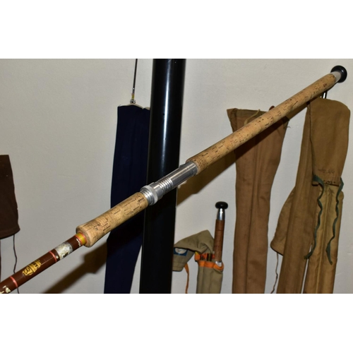 513 - THIRTEEN FISHING RODS MOSTLY VINTAGE FISHING RODS, comprising four salmon rods - David Norwich three... 