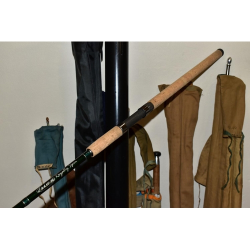 513 - THIRTEEN FISHING RODS MOSTLY VINTAGE FISHING RODS, comprising four salmon rods - David Norwich three... 