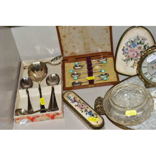 518 - A COLLECTION OF METALWARES AND COLLECTABLES, including a Sawyers View-Master and ten packets of ster... 