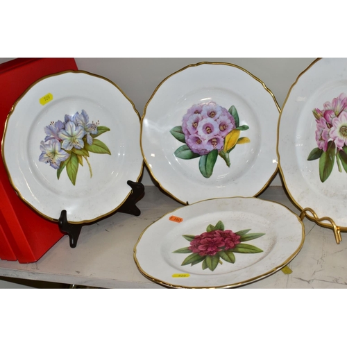 520 - A SET OF FIVE SPODE RHODODENDRONS PLATES, titled 'Dalhousie', ' Fortune', 'Gwylt King', 'Hodgsoni' a... 