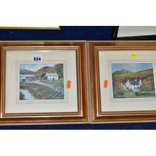 524 - PAINTINGS AND PRINTS etc to include two landscape oils on board signed Hallard, titled 'Yew Tree Far... 