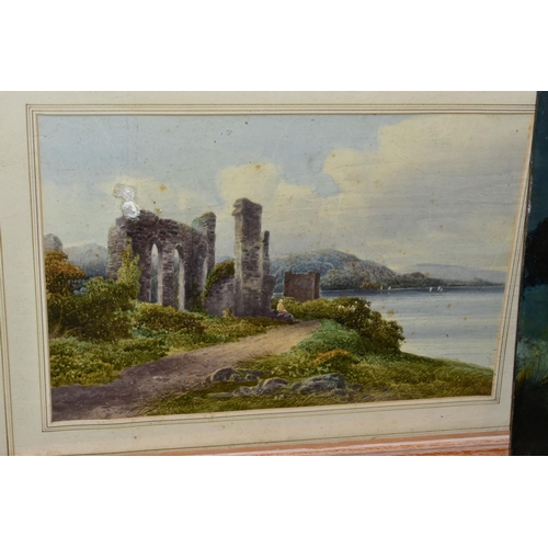 525 - PAINTINGS AND PRINTS etc to include A Coleman watercolour of a figure seated before a ruined buildin... 