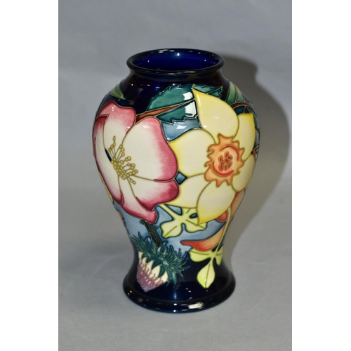 535 - A MOORCROFT POTTERY INVERTED BALUSTER SHAPED VASE, 'EIIR, GOLDEN JULBILEE 2002' florally decorated, ... 