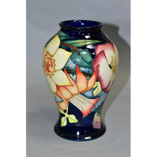 535 - A MOORCROFT POTTERY INVERTED BALUSTER SHAPED VASE, 'EIIR, GOLDEN JULBILEE 2002' florally decorated, ... 