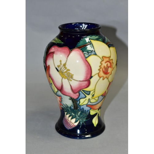 535 - A MOORCROFT POTTERY INVERTED BALUSTER SHAPED VASE, 'EIIR, GOLDEN JULBILEE 2002' florally decorated, ... 