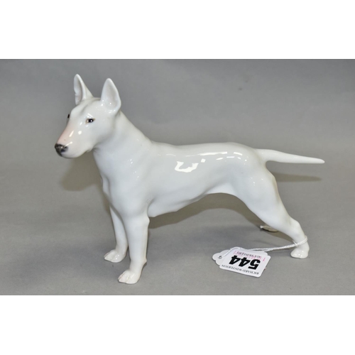 544 - A ROYAL COPENHAGEN BULL TERRIER, white, No 3280, height 14cm x length 20cm (Condition:- appears ok)