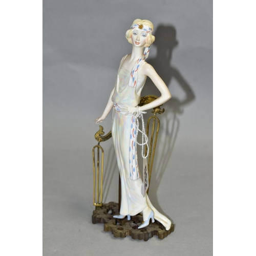 552 - AN ALBANY BONE CHINA AND BRONZED 1920's FIGURINE, 'Waldorf', impressed mark to base, height 20cm (co... 