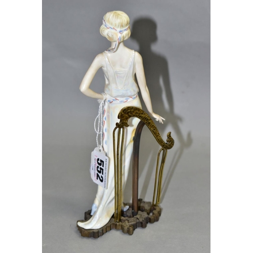 552 - AN ALBANY BONE CHINA AND BRONZED 1920's FIGURINE, 'Waldorf', impressed mark to base, height 20cm (co... 