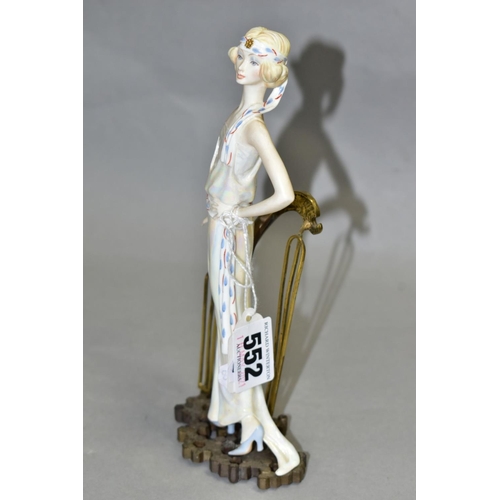 552 - AN ALBANY BONE CHINA AND BRONZED 1920's FIGURINE, 'Waldorf', impressed mark to base, height 20cm (co... 