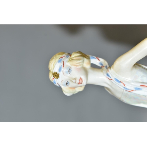 552 - AN ALBANY BONE CHINA AND BRONZED 1920's FIGURINE, 'Waldorf', impressed mark to base, height 20cm (co... 