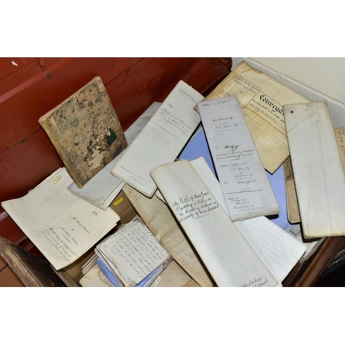 566 - INDENTURES, a large metal trunk containing two boxes of several hundred Indentures, Conveyances, Dee... 