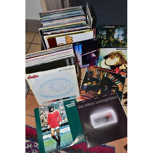 600 - TWO TRAYS CONTAINING OVER ONE HUNDRED AND FIFTY LPs, 7IN AND 12in SINGLES MOSTLY FROM THE INDIE SCEN... 