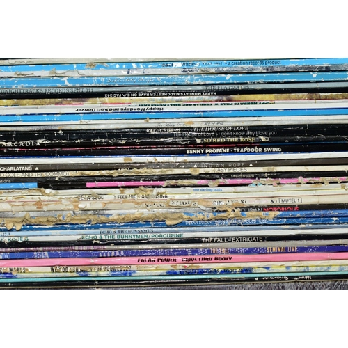 600 - TWO TRAYS CONTAINING OVER ONE HUNDRED AND FIFTY LPs, 7IN AND 12in SINGLES MOSTLY FROM THE INDIE SCEN... 