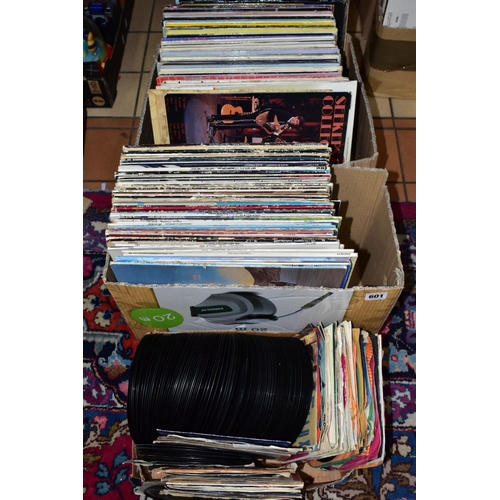 601 - TWO TRAYS CONTAINING OVER TWO HUNDRED AND TWENTY LPs AND 7IN SINGLES artists include The Byrds, Jimi... 