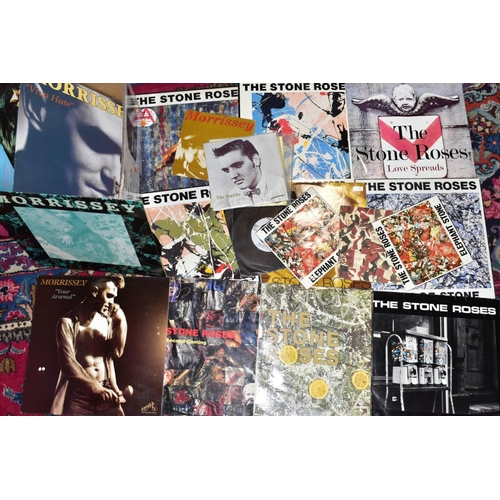 602 - A TRAY CONTAINING EIGHTEEN LPs AND 7INS SINGLES BY THE SMITHS AND MORRISSEY and thirteen LPs, 7in an... 