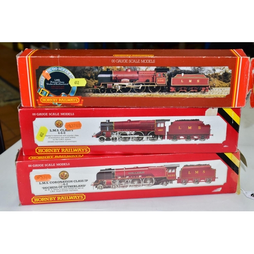 612 - THREE BOXED HORNBY RAILWAYS 00 GAUGE L.M.S. LOCOMOTIVES, Duchess Class 'Duchess of Sutherland' No.62... 