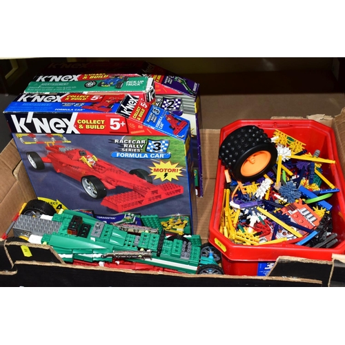 616 - A QUANTITY OF  ASSORTED K'NEX AND MAGNETIX CONSTRUCTION TOYS, to include various constructed car mod... 