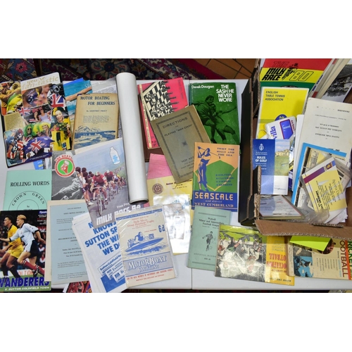 625 - EPHEMERA, three boxes of ephemera, box one includes books, programmes, horse racing passes, Aston Vi... 