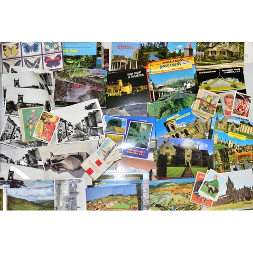 628 - POSTCARDS AND CIGARETTE CARDS, one box of modern postcards, photocards (parish Church, Stone) and ci... 